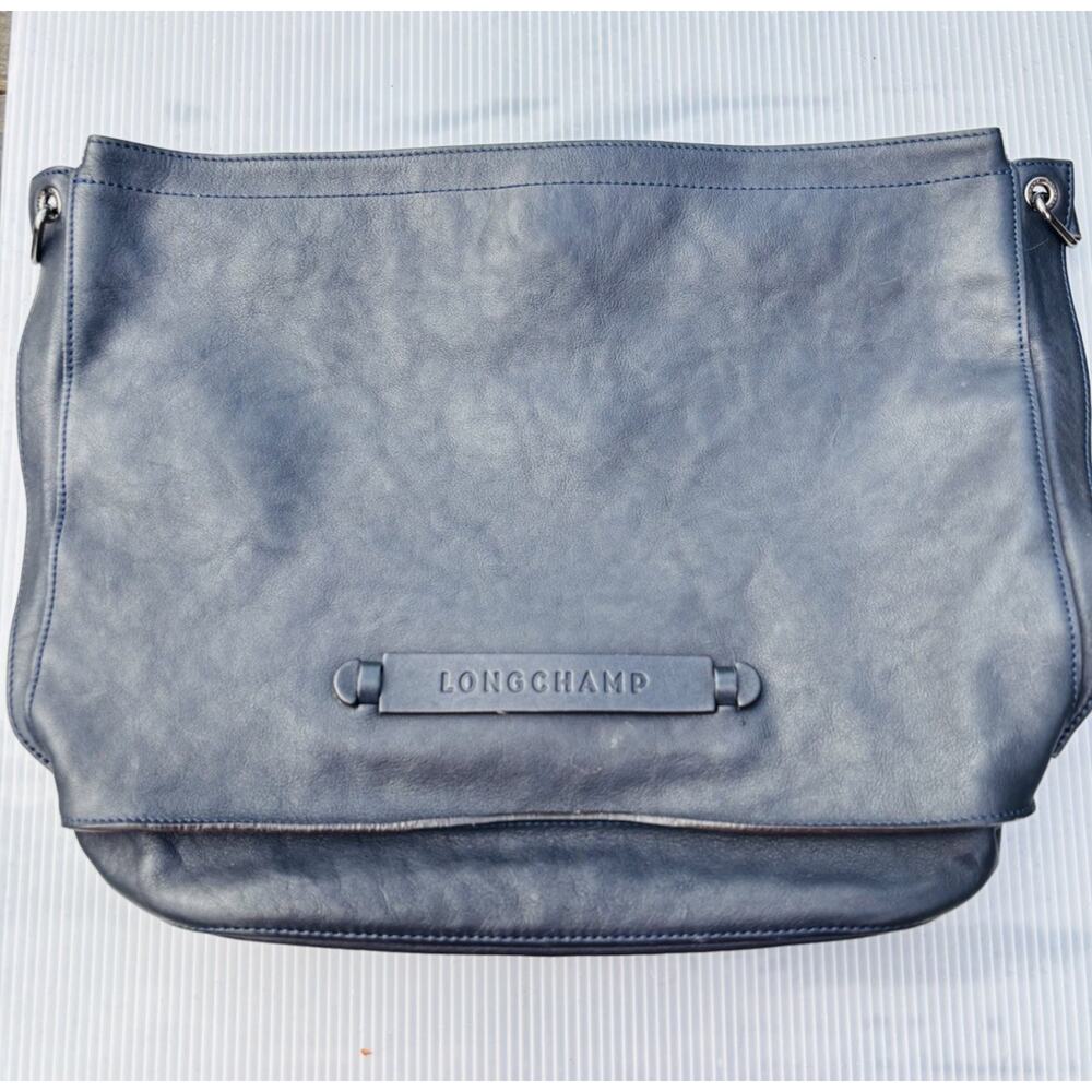 LONGCHAMP 3D MIDNIGHT NAVY LEATHER HOBO BAG Shoulder Bag PRISTINE